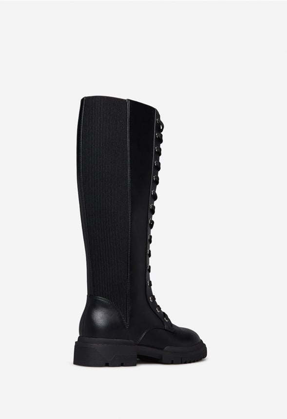 ARLETTE LACE-UP FLAT BOOT Black Caviar