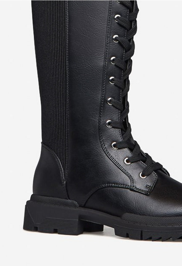 ARLETTE LACE-UP FLAT BOOT Black Caviar