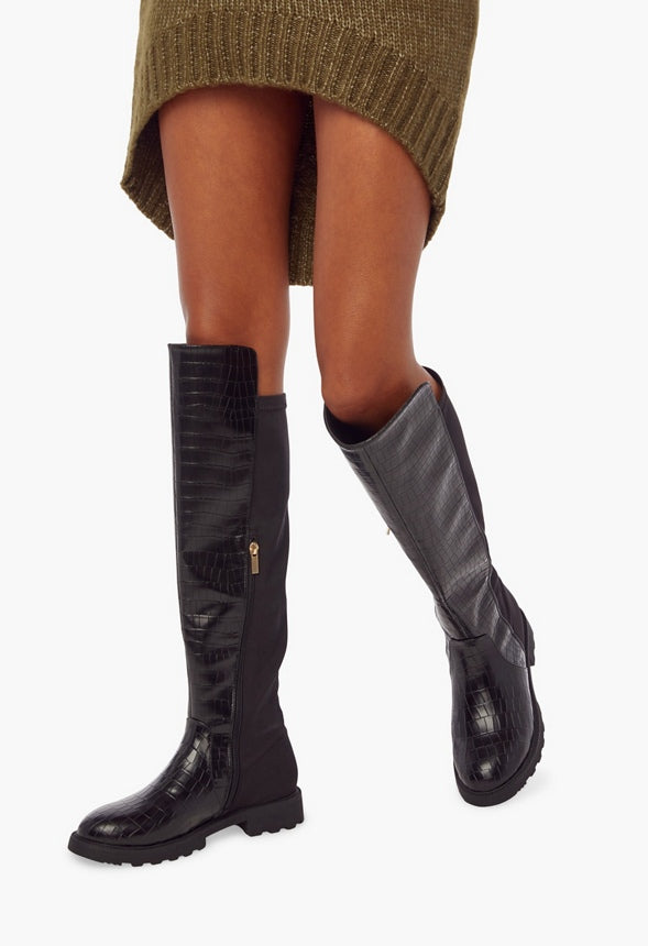 Demi Printed Riding Boot Black Caviar