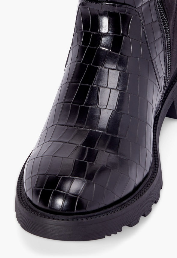 Demi Printed Riding Boot Black Caviar