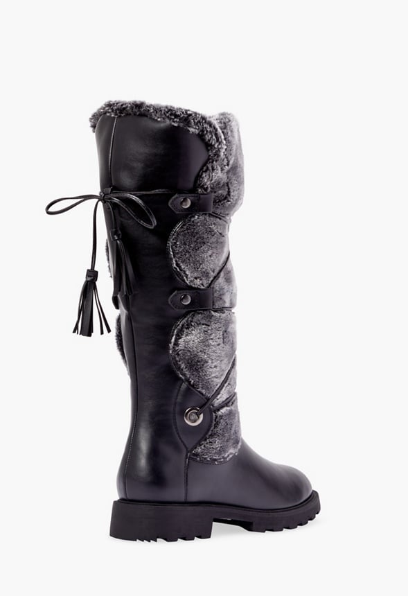 Demi Faux Fur Lug Sole Boot Black Caviar