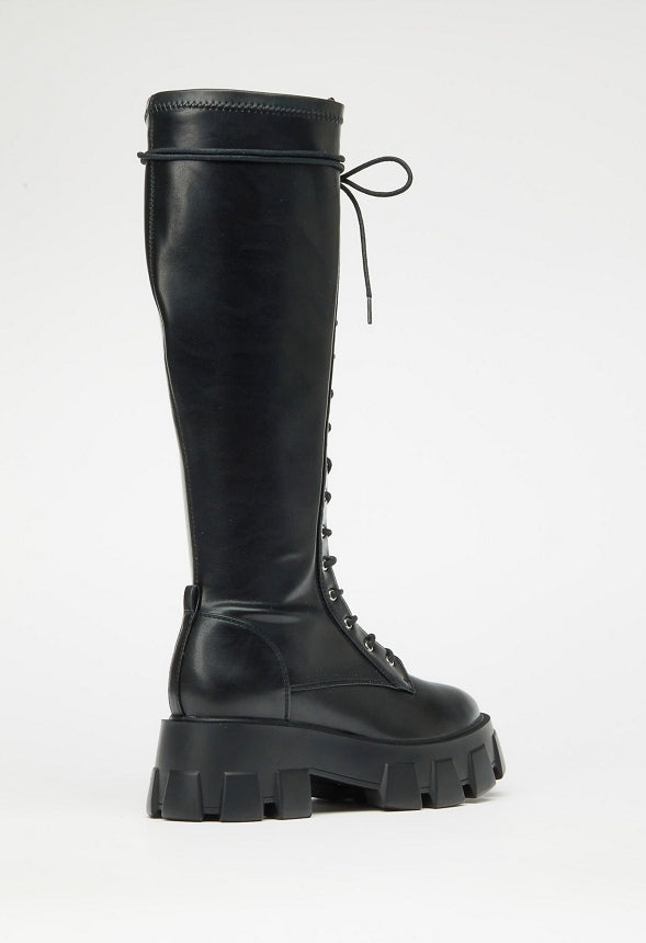 VIENNA LUG SOLE FLAT BOOT Black