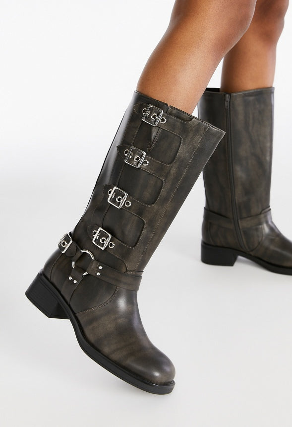 Sable Flat Boot Distressed Black