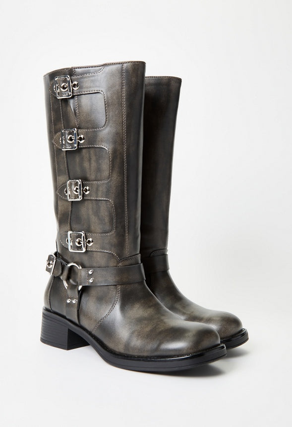 Sable Flat Boot Distressed Black