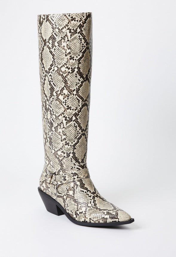 Goldie Flat Boot Snake Print