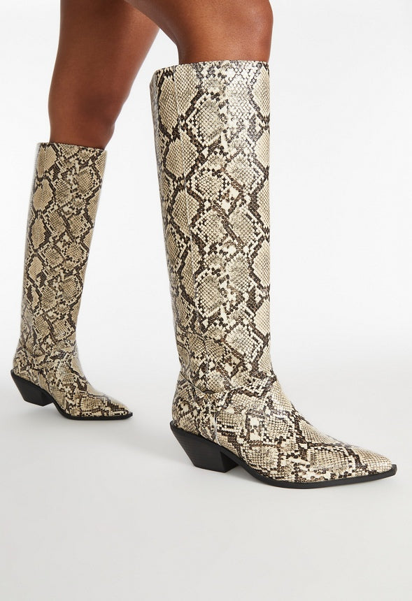 Goldie Flat Boot Snake Print