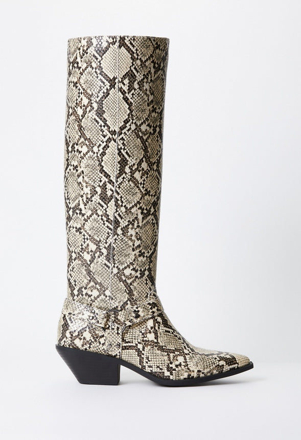 Goldie Flat Boot Snake Print
