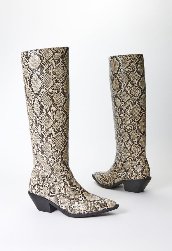Goldie Flat Boot Snake Print