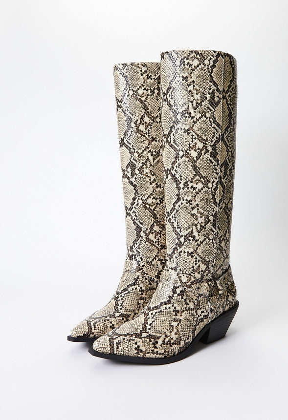 Goldie Flat Boot Snake Print