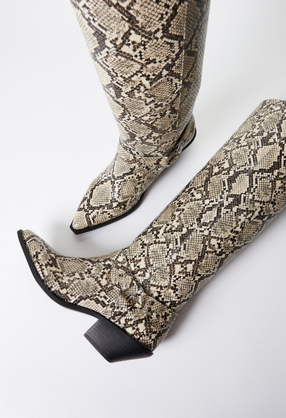 Goldie Flat Boot Snake Print