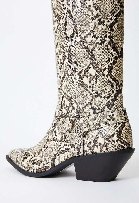Goldie Flat Boot Snake Print