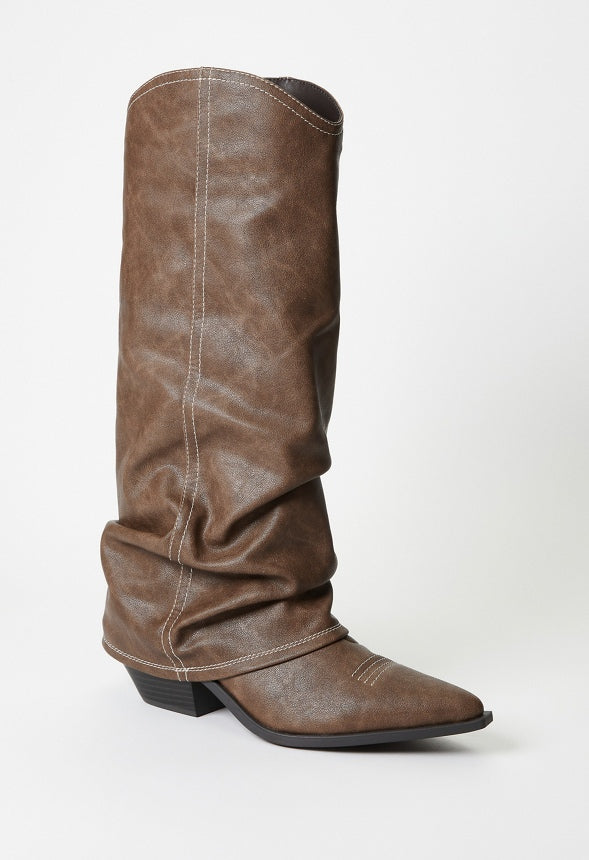 Tess Flat Boot Brown