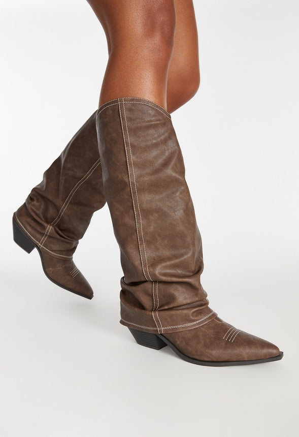 Tess Flat Boot Brown