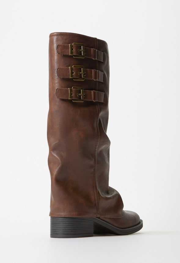 Robbie Flat Boot Leather Brown