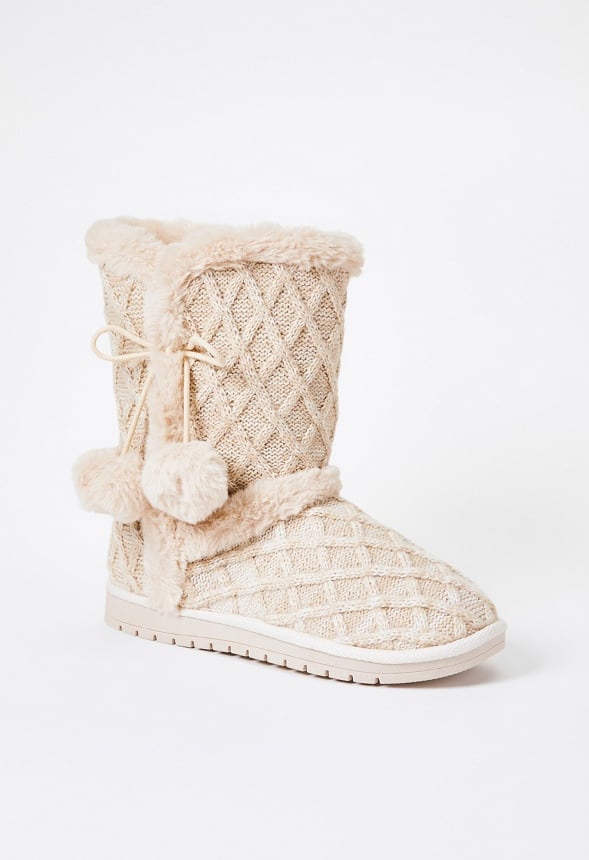Idina Knit Pom Fuzzie Oatmeal