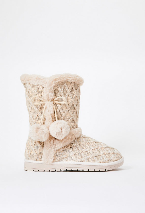 Idina Knit Pom Fuzzie Oatmeal