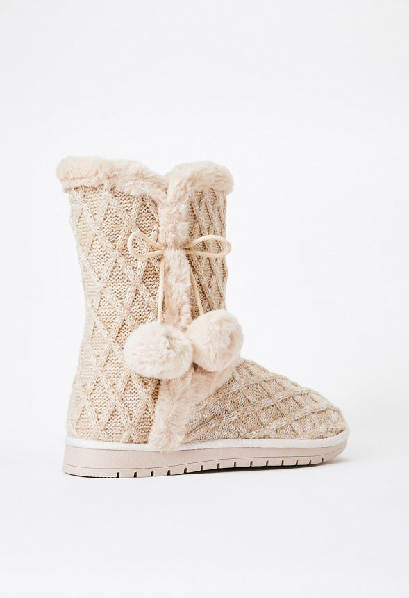 Idina Knit Pom Fuzzie Oatmeal