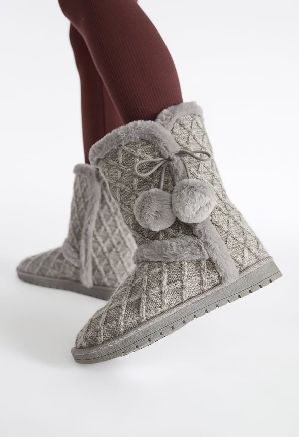 Idina Knit Fuzzie Bootie Gray