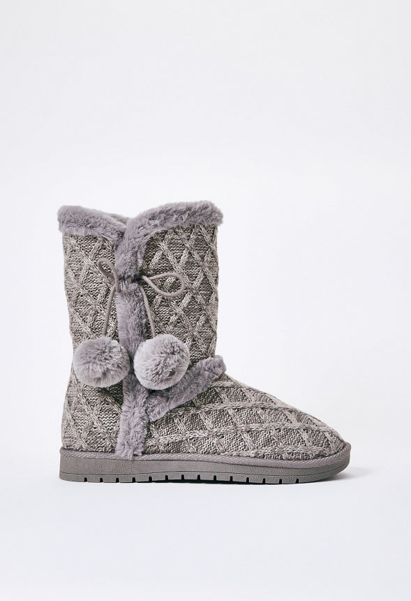 Idina Knit Fuzzie Bootie Gray