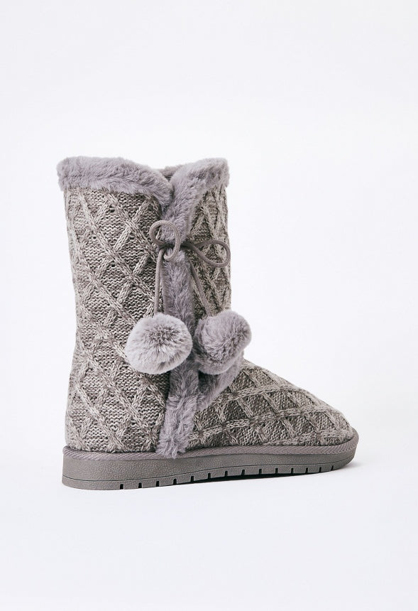 Idina Knit Fuzzie Bootie Gray