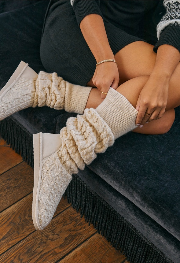 Brittany Knit Sock Fuzzie Marshmallow