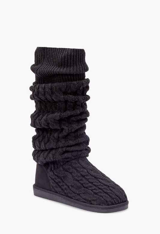 Brittany Knit Sock Fuzzie Black Caviar