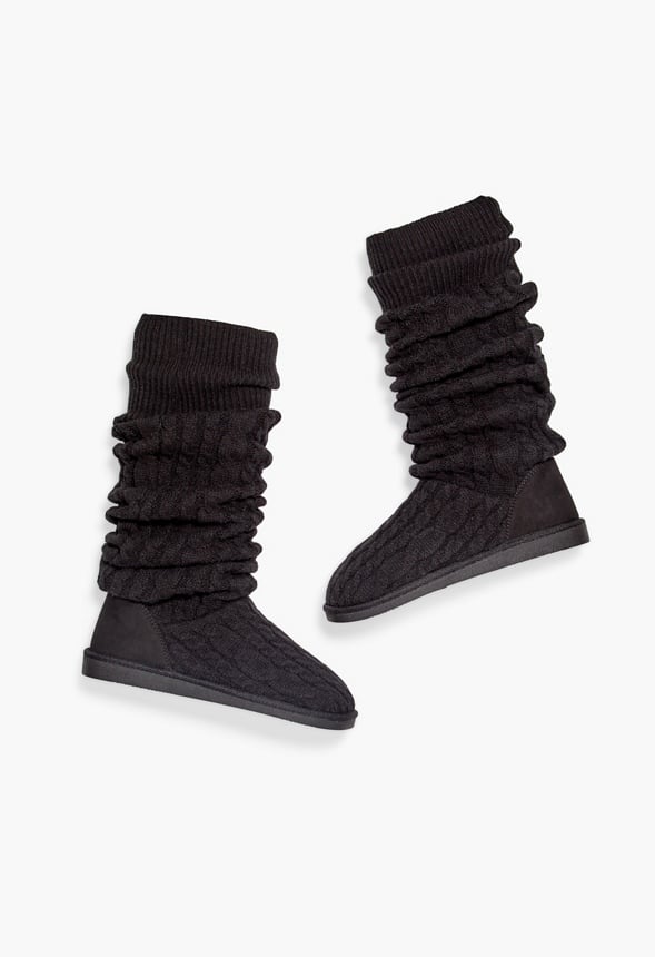 Brittany Knit Sock Fuzzie Black Caviar