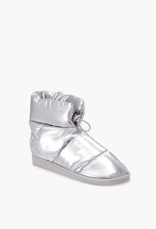 Juno Fuzzie Drawstring Bootie Silver Shadow Metallic