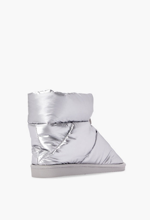 Juno Fuzzie Drawstring Bootie Silver Shadow Metallic