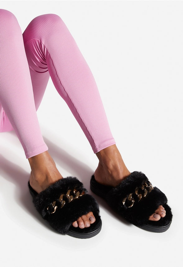 STARLEN FUZZY SLIPPER Black Caviar