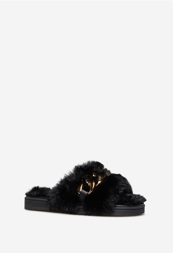 STARLEN FUZZY SLIPPER Black Caviar