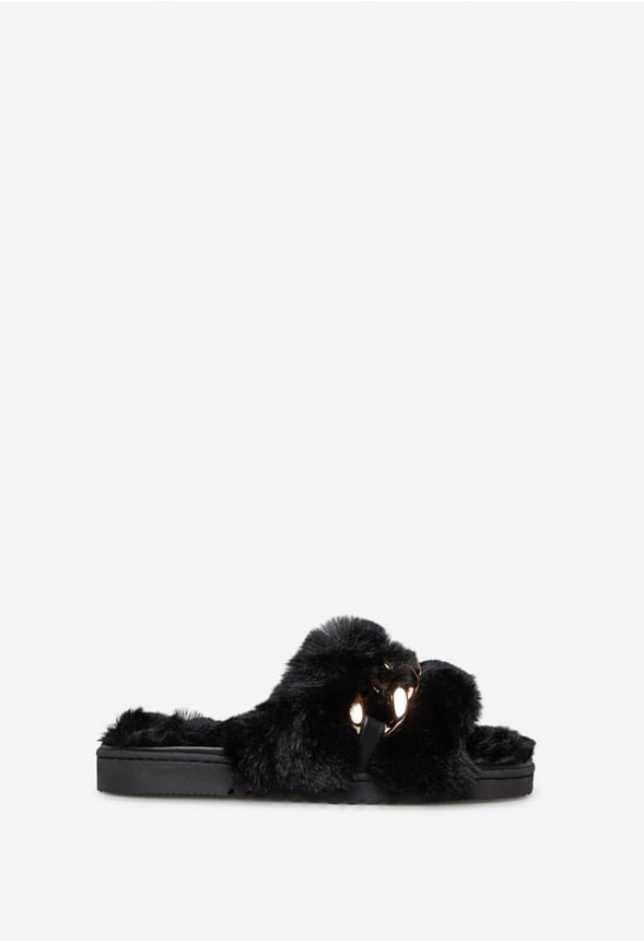 STARLEN FUZZY SLIPPER Black Caviar