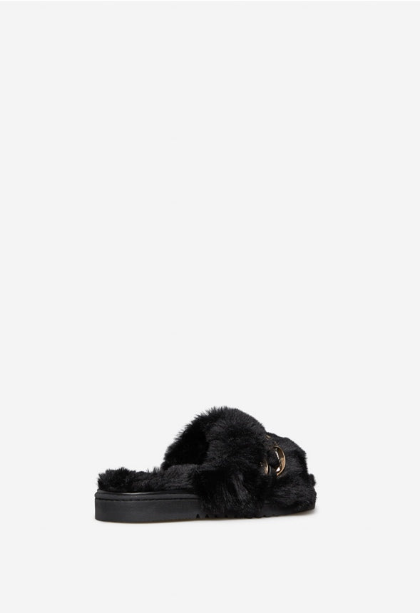 STARLEN FUZZY SLIPPER Black Caviar