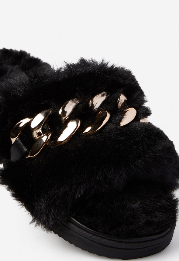 STARLEN FUZZY SLIPPER Black Caviar
