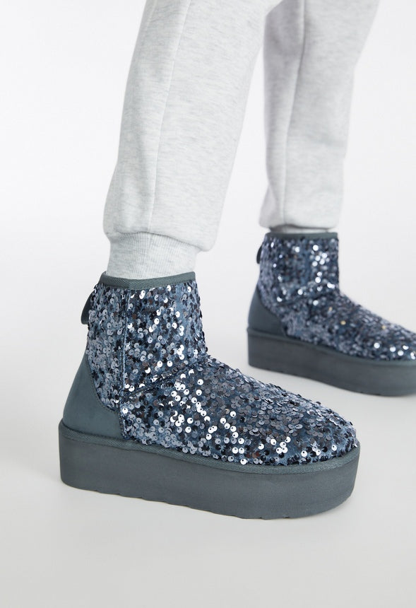 Porsha Fuzzie Bootie Stormy Weather Blue