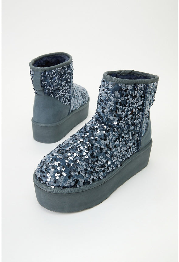 Porsha Fuzzie Bootie Stormy Weather Blue