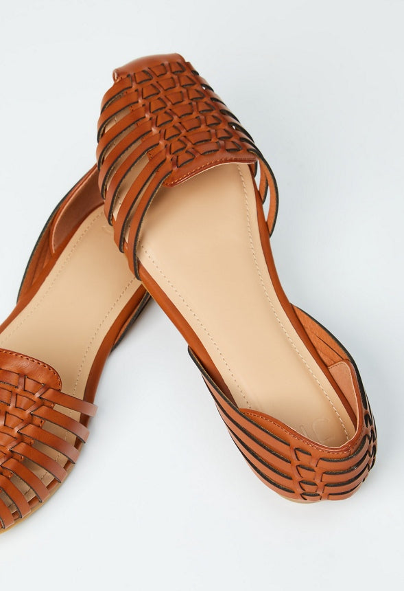 Lucita Woven Flat Cognac
