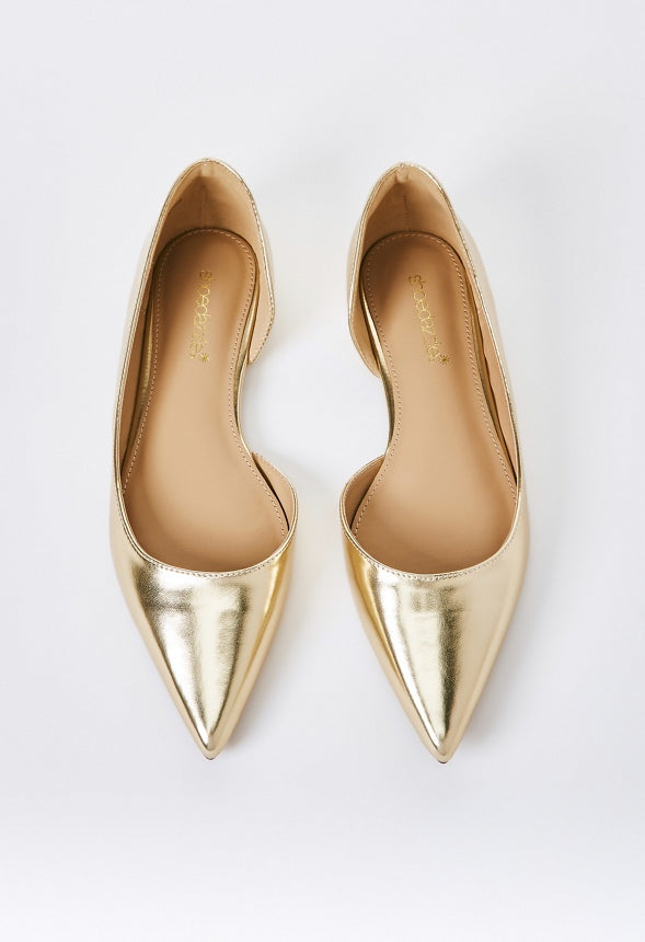 BYRDI POINTED TOE FLAT Metallic Gold