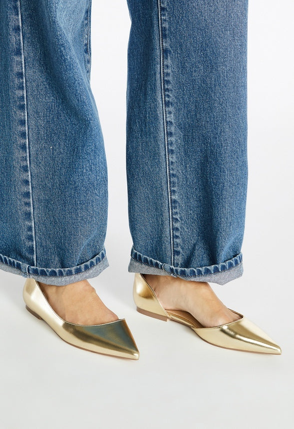 BYRDI POINTED TOE FLAT Metallic Gold