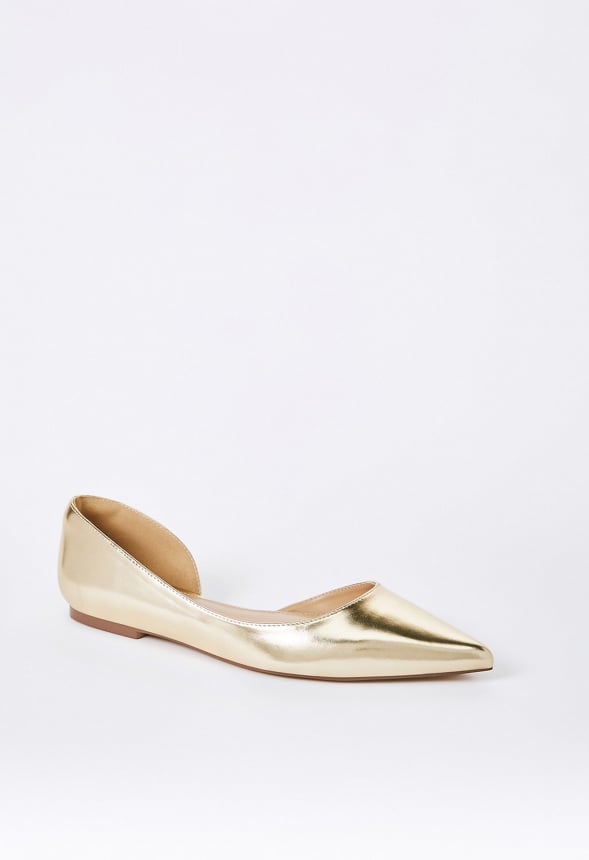 BYRDI POINTED TOE FLAT Metallic Gold