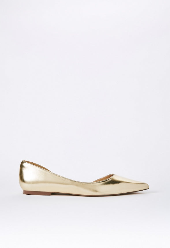 BYRDI POINTED TOE FLAT Metallic Gold