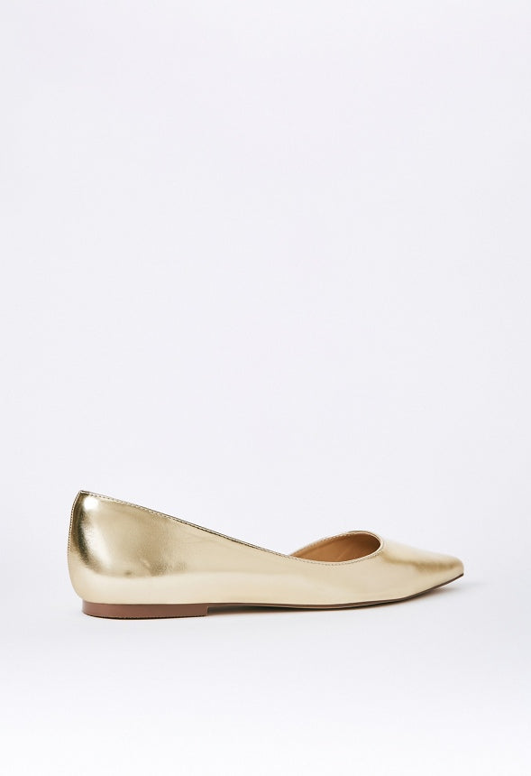 BYRDI POINTED TOE FLAT Metallic Gold