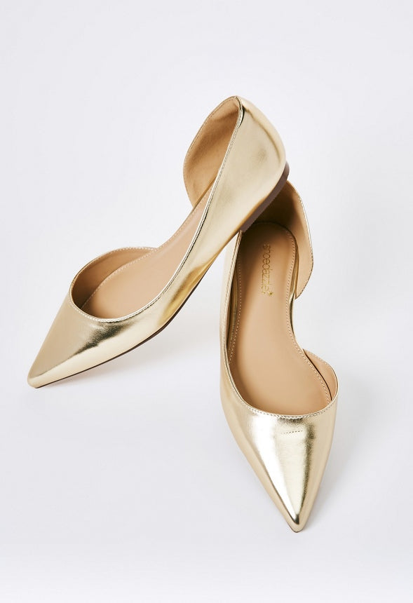 BYRDI POINTED TOE FLAT Metallic Gold