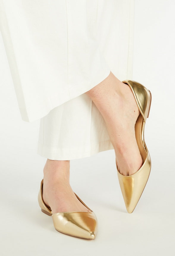 BYRDI POINTED TOE FLAT Metallic Gold