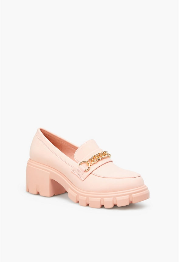LELI CHAIN DETAIL LUG SOLE LOAFER Chalk Pink