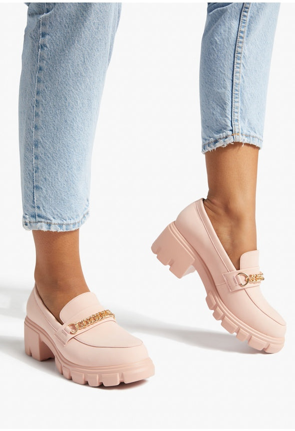 LELI CHAIN DETAIL LUG SOLE LOAFER Chalk Pink
