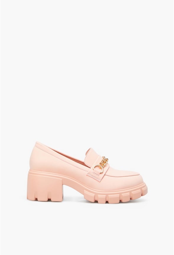 LELI CHAIN DETAIL LUG SOLE LOAFER Chalk Pink