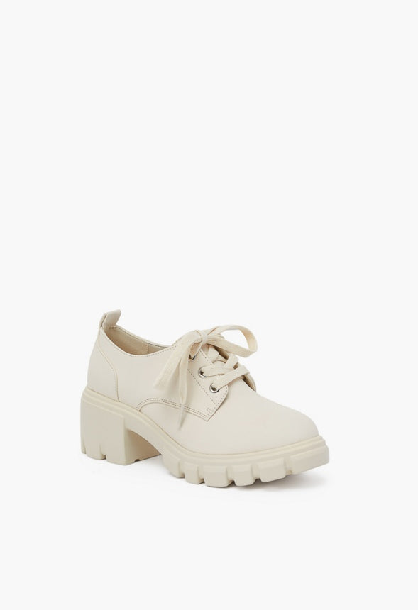 Sofia Lace Up Lug Sole Loafer White