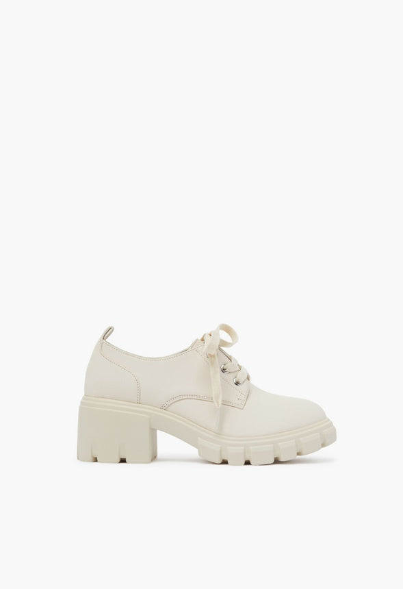 Sofia Lace Up Lug Sole Loafer White