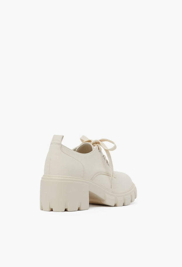 Sofia Lace Up Lug Sole Loafer White